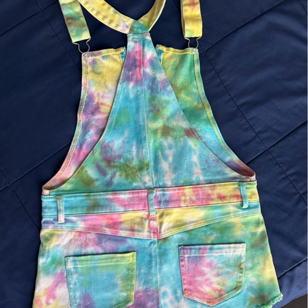DV by Dolce Vita pastel rainbow tie dye overall shorts romper size S - Picture 9 of 9